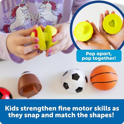 مصادر التعلم Snap-n-Learn Sports Shapers - ألعاب المهارات الحركية الدقيقة للأطفال الصغار، لعبة مطابقة ما قبل المدرسة، مهارات الفرز والتعرف على الألوان، سلة حسية، هدايا عيد ميلاد للبنين والبنات in Kuwait