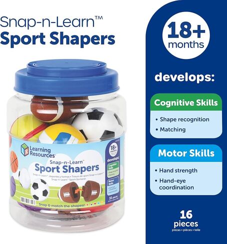 مصادر التعلم Snap-n-Learn Sports Shapers - ألعاب المهارات الحركية الدقيقة للأطفال الصغار، لعبة مطابقة ما قبل المدرسة، مهارات الفرز والتعرف على الألوان، سلة حسية، هدايا عيد ميلاد للبنين والبنات in Kuwait