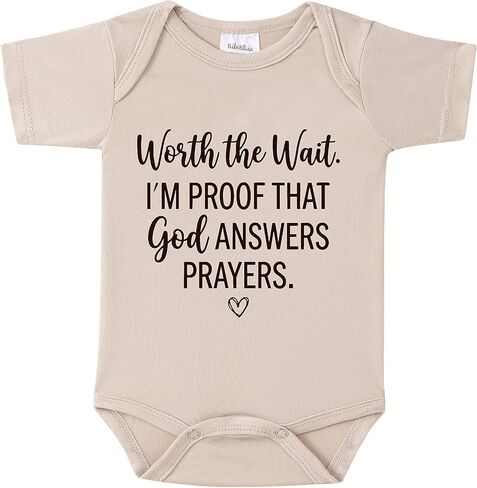 Worth the Wait.I'm Proof That God Answers Prayers Baby Onesie,Pregnancy Announcement Outfit for Grandma to Be, Cute Infant Bodysuit Gift for Gender Reveal or Baby Shower (0-3 Months,oat) in Kuwait