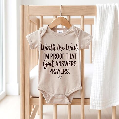 Worth the Wait.I'm Proof That God Answers Prayers Baby Onesie,Pregnancy Announcement Outfit for Grandma to Be, Cute Infant Bodysuit Gift for Gender Reveal or Baby Shower (0-3 Months,oat) in Kuwait