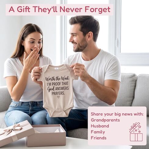 Worth the Wait.I'm Proof That God Answers Prayers Baby Onesie,Pregnancy Announcement Outfit for Grandma to Be, Cute Infant Bodysuit Gift for Gender Reveal or Baby Shower (0-3 Months,oat) in Kuwait