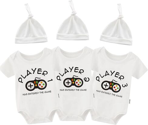 Baby Triplets Bodysuits Player 1 Player 2 Player 3 Newborn Baby Unisex Clothes Infant Girl Romper Baby Outfits in Saudi Arabia