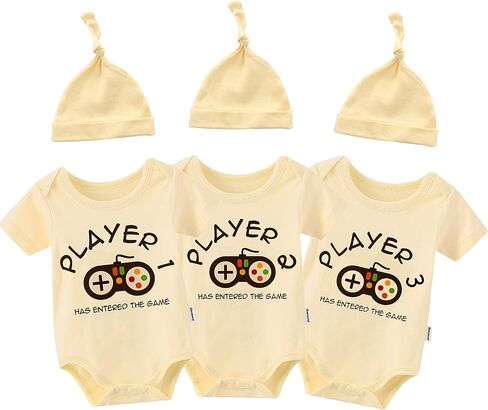Baby Triplets Bodysuits Player 1 Player 2 Player 3 Newborn Baby Unisex Clothes Infant Girl Romper Baby Outfits in Saudi Arabia