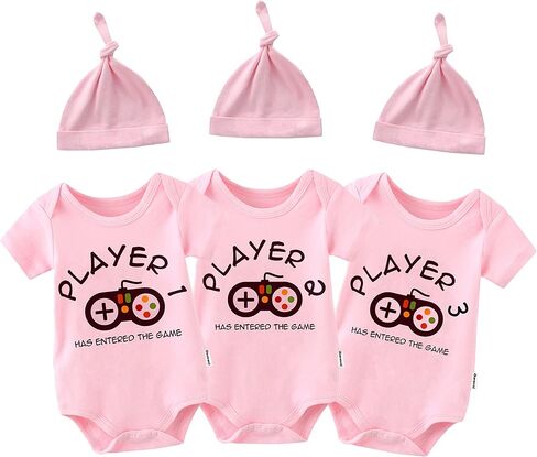 Baby Triplets Bodysuits Player 1 Player 2 Player 3 Newborn Baby Unisex Clothes Infant Girl Romper Baby Outfits in Saudi Arabia
