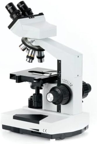 AmScope B400 Series Biological Binocular Compound Microscope - 40X-1000X Magnification, 3D Two-Layer Mechanical Stage, Achromatic Optics, Variable LED Illumination, Lab Grade for Clinics & Students in Kuwait