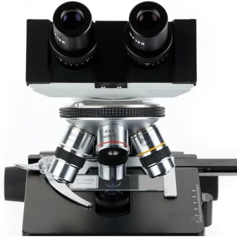 AmScope B400 Series Biological Binocular Compound Microscope - 40X-1000X Magnification, 3D Two-Layer Mechanical Stage, Achromatic Optics, Variable LED Illumination, Lab Grade for Clinics & Students in Kuwait