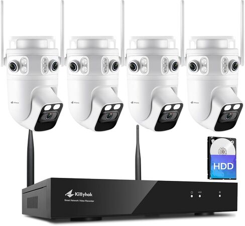 Kittyhok Triple Lens 2K Wireless Security Camera Outdoor, 24/7 Record, 360° PTZ, Auto Tracking, Motion Detection, 2.4/5GHz WiFi, Color Night Vision, 2-Way Audio in Saudi Arabia