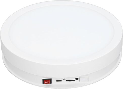 Rotating Display Stand, 360 Degree Motorized Photography Turntable with Remote Control Adjustable Speed LED Light USB Power Supply Product Display Platform for Jewelry (White) in Saudi Arabia