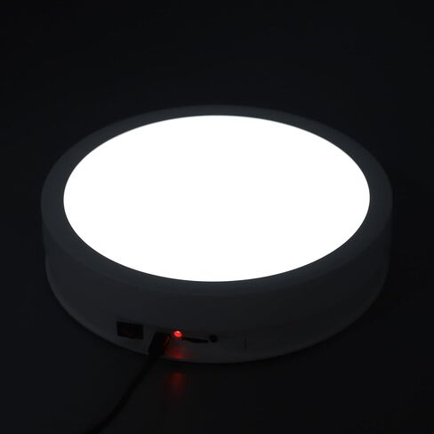 Rotating Display Stand, 360 Degree Motorized Photography Turntable with Remote Control Adjustable Speed LED Light USB Power Supply Product Display Platform for Jewelry (White) in Saudi Arabia