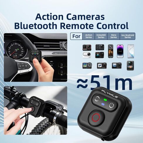 جهاز تحكم عن بعد بلوتوث لجهاز Insta360 ACE Pro 2 1 Go 3s Ultra X5 X4 X3، نطاق 51 متر مقاوم للماء متوافق مع GoPro Hero 13 12 11 10 9 8، DJ Osmo 360 Action 6 5 Pro 4 in Kuwait