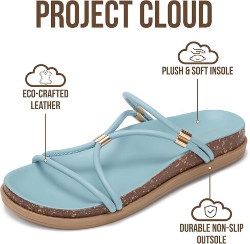 Project Cloud Sandals Women Dressy with Plush & Soft Insole - Non-Slip Strappy Sandals For Women 2026 - Lightweight Slides for Women Footwear - Stylish Womens Sandals (FLOAT,SBLVLEA,7M) in Kuwait