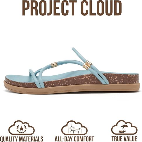 Project Cloud Sandals Women Dressy with Plush & Soft Insole - Non-Slip Strappy Sandals For Women 2026 - Lightweight Slides for Women Footwear - Stylish Womens Sandals (FLOAT,SBLVLEA,7M) in Kuwait