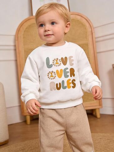 Baby Sweatsuit Set for Boy Girl, Long Sleeve Sweatshirt & Cotton Blend Waffle Pants Toddler Outfit for 6 Month - 3 Years in Saudi Arabia
