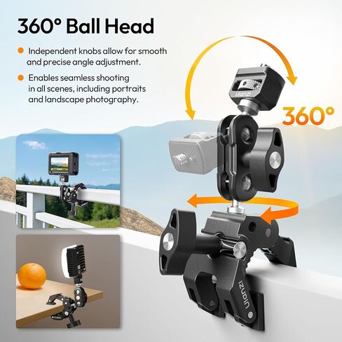 ULANZI CO78 Super Clamp Kit مع ذراع سحري، لكاميرا الحركة - 1/4 بوصة ودبابيس تحديد موقع ARRI + حامل حذاء بارد، 3 فك ورأس كروي مزدوج مصمم للتصوير المرن والمنخفض والعالي، سعة التحميل في حدود 1 كجم in Kuwait