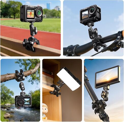 ULANZI CO78 Super Clamp Kit مع ذراع سحري، لكاميرا الحركة - 1/4 بوصة ودبابيس تحديد موقع ARRI + حامل حذاء بارد، 3 فك ورأس كروي مزدوج مصمم للتصوير المرن والمنخفض والعالي، سعة التحميل في حدود 1 كجم in Kuwait