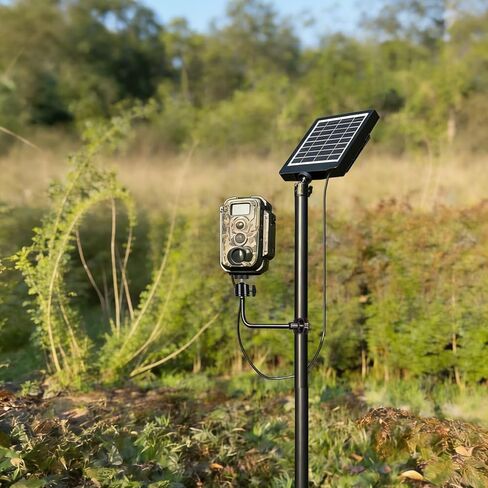 Heavy Duty Trail Camera Mount with Tripod Ground Stake | Includes Height-Adjustable Side Mount for Dual Camera or Solar Panel Setup | Max Height 57" | Universal 1/4"-20 Screw (57" Brown x 2) in Kuwait