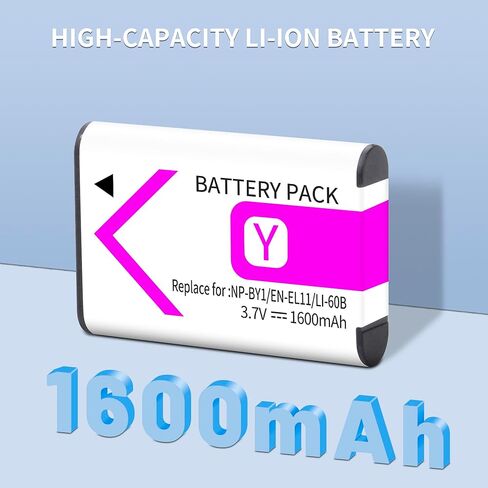 2-Pack LI-60B Battery and LCD Charger Kit for LI-60B NP-BY1 EN-EL11 D-Li78 Compatible with Nikon Coolpix S550 S560 Sony Action Cam Mini HDR-AZ1VR AZ1 AZ1V AZ1VR Olympus FE-370 in Kuwait