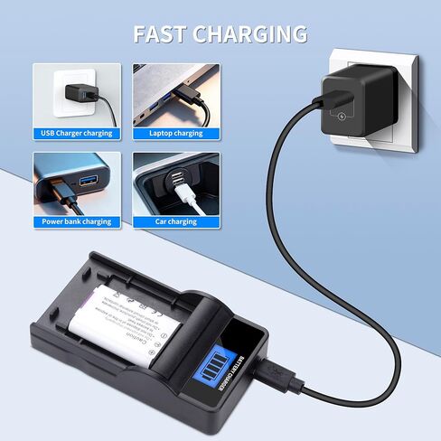 2-Pack LI-60B Battery and LCD Charger Kit for LI-60B NP-BY1 EN-EL11 D-Li78 Compatible with Nikon Coolpix S550 S560 Sony Action Cam Mini HDR-AZ1VR AZ1 AZ1V AZ1VR Olympus FE-370 in Kuwait