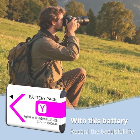 2-Pack LI-60B Battery and LCD Charger Kit for LI-60B NP-BY1 EN-EL11 D-Li78 Compatible with Nikon Coolpix S550 S560 Sony Action Cam Mini HDR-AZ1VR AZ1 AZ1V AZ1VR Olympus FE-370 in Kuwait