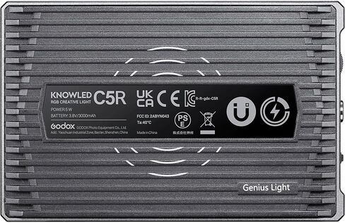 مصباح LED إبداعي Godox KNOWLED RGBWW، لوحة جيب مغناطيسية مع 2500-8500K CCT، أوضاع RGB/HSI/FX/الموسيقى، CRI 96+ TLCI 97، بطارية لمدة ساعتين، USB-C وشحن لاسلكي، موزع وحامل حذاء بارد (C5R) in Kuwait