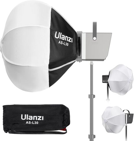 ULANZI C60RGB 60W RGB COB ضوء الفيديو، Mini Bowens المحمولة LED التصوير الفوتوغرافي المستمر إخراج الإضاءة وULANZI 11.8 بوصة فانوس صغير Softbox Softbox معدل الضوء مع مجموعة حقيبة التخزين in Kuwait