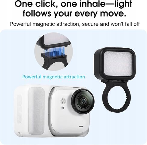 ضوء تعبئة مغناطيسي لـ Insta360 GO Ultra، ضوء كاميرا LED صغير محمول مع 4 درجات حرارة ألوان وتعتيم بدون خطوات، إضاءة فيديو قابلة لإعادة الشحن عبر USB-C لمدونات الفيديو والأماكن الخارجية والتصوير in Kuwait