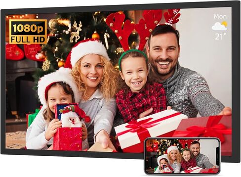 32-Inch 64GB Extra Large Digital-Picture-Frame - 1920x1080 IPS 1080P FHD WiFi Digital Photo Frame, Remote Control, Sync Smartphone Screen, Load Photos Videos from Phone via App Email, Gift for Mom Dad in Kuwait