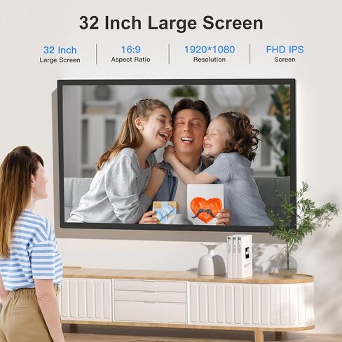 32-Inch 64GB Extra Large Digital-Picture-Frame - 1920x1080 IPS 1080P FHD WiFi Digital Photo Frame, Remote Control, Sync Smartphone Screen, Load Photos Videos from Phone via App Email, Gift for Mom Dad in Kuwait