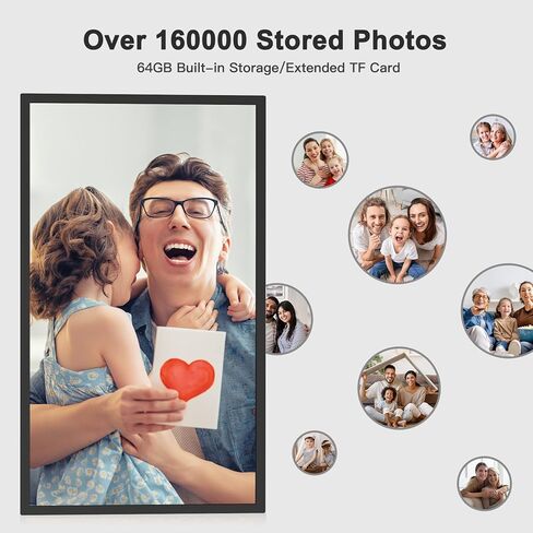 32-Inch 64GB Extra Large Digital-Picture-Frame - 1920x1080 IPS 1080P FHD WiFi Digital Photo Frame, Remote Control, Sync Smartphone Screen, Load Photos Videos from Phone via App Email, Gift for Mom Dad in Kuwait