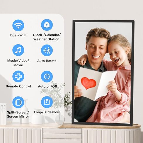 32-Inch 64GB Extra Large Digital-Picture-Frame - 1920x1080 IPS 1080P FHD WiFi Digital Photo Frame, Remote Control, Sync Smartphone Screen, Load Photos Videos from Phone via App Email, Gift for Mom Dad in Kuwait