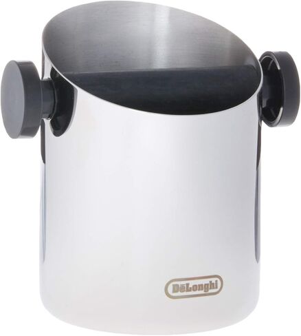 De'Longhi Knock Box for Coffee & Espresso Grounds, Easy & Mess-Free Disposal of Coffee Puck, Removable Bar and Non-Slip Base, Dishwasher Safe, Stainless Steel, 4-inch diameter in Saudi Arabia