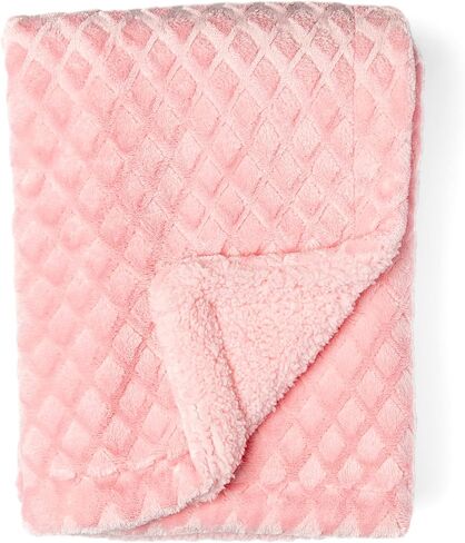 Diamond Plush Sherpa Baby Blanket (Pink) in Saudi Arabia
