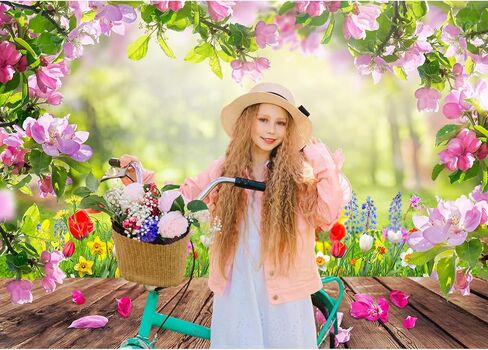 7x5ft Spring Backdrops for Photography Wooden Spring Photo Backdrop Flower Garden Theme Background Banner for Birthday Wedding Bridal Shower Party Decorations Banner 82x59 Inch （Polyester） in Saudi Arabia