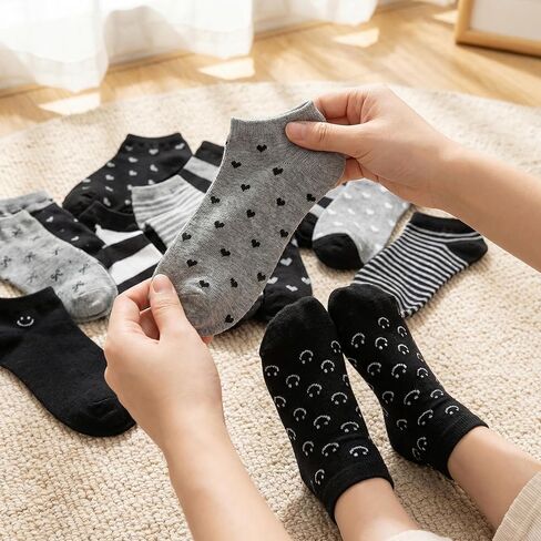 Baby Socks, 10 Pairs Toddler Socks 4t-5t Soft Cotton Ankle Infant Hosiery, Striped Heart Patterned Low Cut Boy Girl Stockings For Girls 3-7 Years Old Daily School Wear in Kuwait