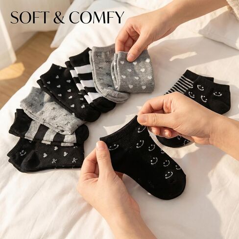 Baby Socks, 10 Pairs Toddler Socks 4t-5t Soft Cotton Ankle Infant Hosiery, Striped Heart Patterned Low Cut Boy Girl Stockings For Girls 3-7 Years Old Daily School Wear in Kuwait