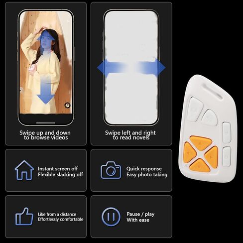 Camera Shutter Video Scrolling Clicker with Mute Key for Smartphones Tablets, Phone Remote Control, Remote Page Turner (White) in Saudi Arabia