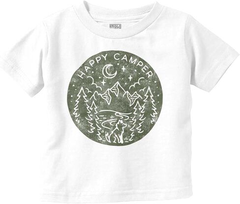 Vintage Outdoor Night Happy Camper Toddler Baby Graphic T Shirt in Kuwait