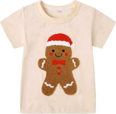 Toddler Boy Girl Christmas Shirt Xmas Embroidery Short Sleeve Tshirt Kid Holiday Outfit Tops in Kuwait