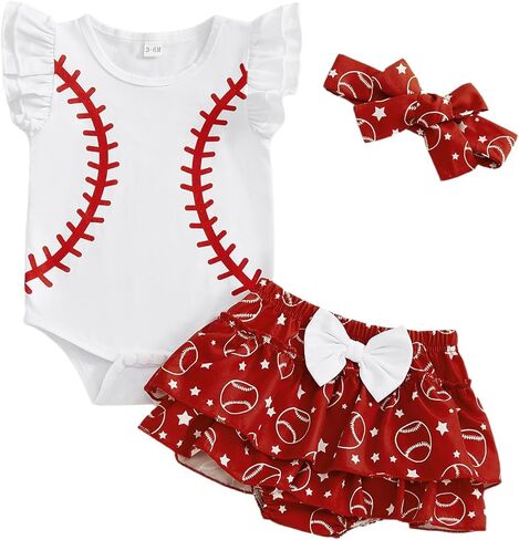 My First Baseball Season Baby Girl Outfit Romper Baseball Bow Tutu Bloomer Shorts Set Cute Newborn Coming Home Summer in Saudi Arabia