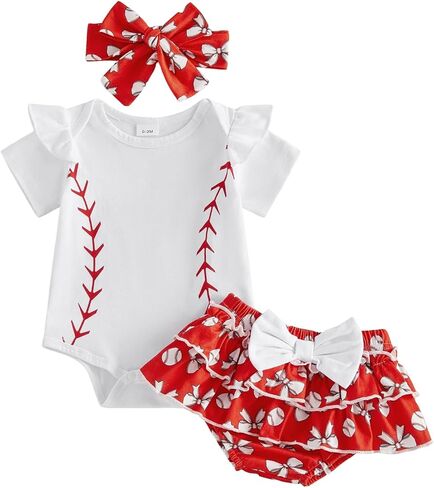 My First Baseball Season Baby Girl Outfit Romper Baseball Bow Tutu Bloomer Shorts Set Cute Newborn Coming Home Summer in Saudi Arabia