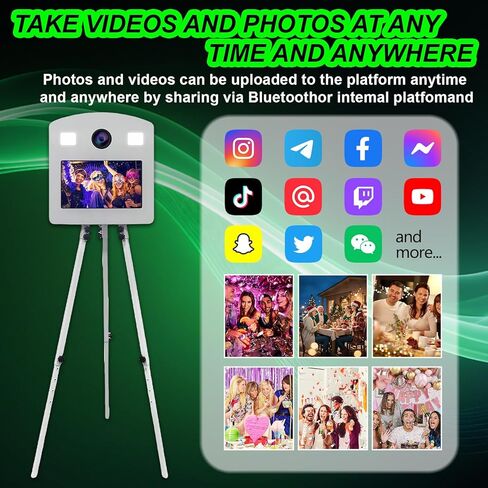 Photo Booth Machine with 15.6" Interactive Touch Screen,Retractable Vintage DSLR Mirror Photo Booth with Flight Case for Events Parties Wedding Rental (Machine+Camera+Printer) in Saudi Arabia