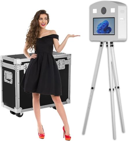 Photo Booth Machine with 15.6" Interactive Touch Screen,Retractable Vintage DSLR Mirror Photo Booth with Flight Case for Events Parties Wedding Rental (Machine+Camera+Printer) in Saudi Arabia