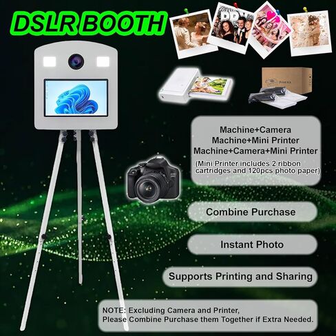 Photo Booth Machine with 15.6" Interactive Touch Screen,Retractable Vintage DSLR Mirror Photo Booth with Flight Case for Events Parties Wedding Rental (Machine+Camera+Printer) in Saudi Arabia