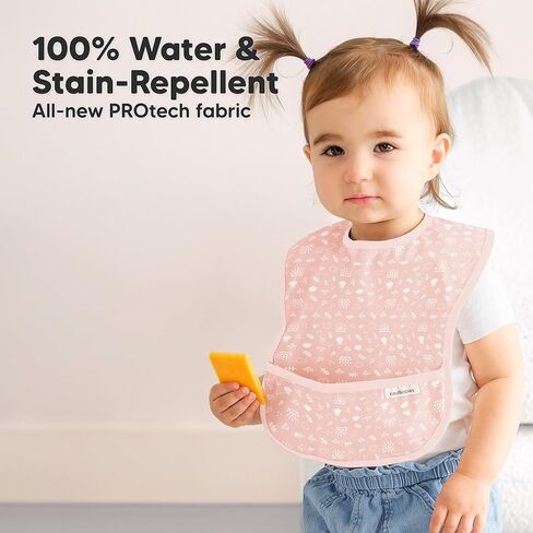 Keababies 3-Pack Waterproof Baby Bibs for Eating and 12-Pack Baby Food Glass Containers - Lightweight Baby Bib with Food Catcher - 4 oz Leak-Proof, Microwavable, Baby Food Storage Container in Kuwait