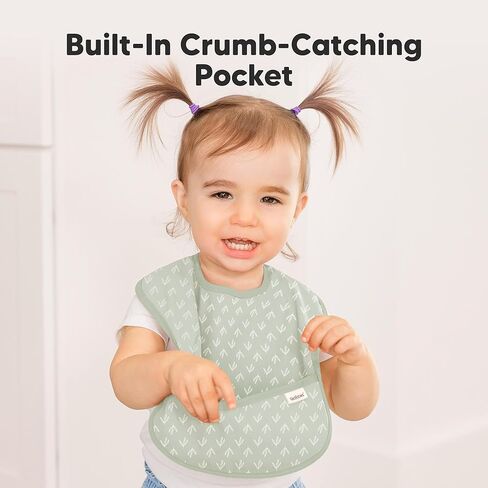 Keababies 3-Pack Waterproof Baby Bibs for Eating and 12-Pack Baby Food Glass Containers - Lightweight Baby Bib with Food Catcher - 4 oz Leak-Proof, Microwavable, Baby Food Storage Container in Kuwait