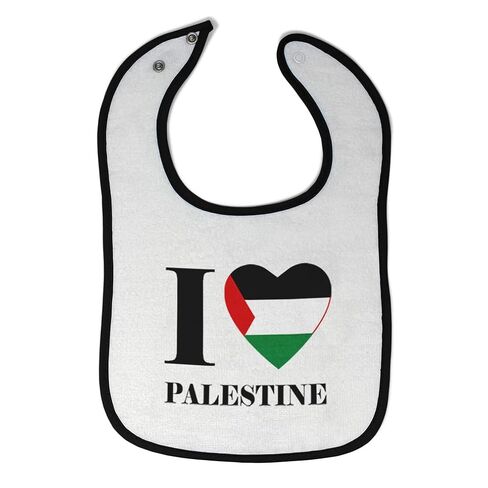 Toddler & Baby Bibs Burp Cloths Heart Love I Love Palestine Cotton Baby Items for Baby Girl & Boy White Black Design Only in Kuwait