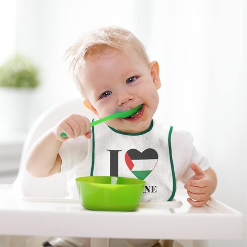 Toddler & Baby Bibs Burp Cloths Heart Love I Love Palestine Cotton Baby Items for Baby Girl & Boy White Black Design Only in Kuwait