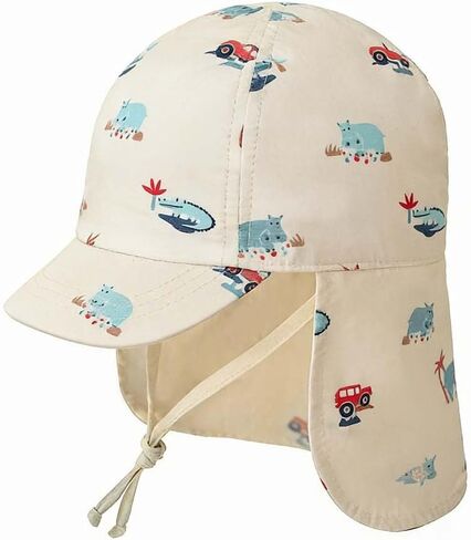 Baby Boys Girls Sun Hat 100% Cotton Flap Hat,Toddler Kids Hats with Neck Protection,Summer Essentials for Baby in Saudi Arabia
