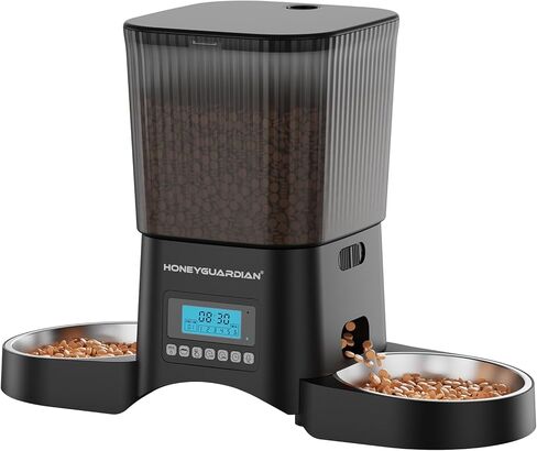 HoneyGuaridan Automatic Cat Feeder for 2 Cats,3.5L Dual Cat Food Dispenser, 2.4G/5G WiFi APP Control for Multiple Cats,2 Stainless Steel Bowls & 2 Slow Feeder Anti-Choking Bowls, Dual Power in Saudi Arabia