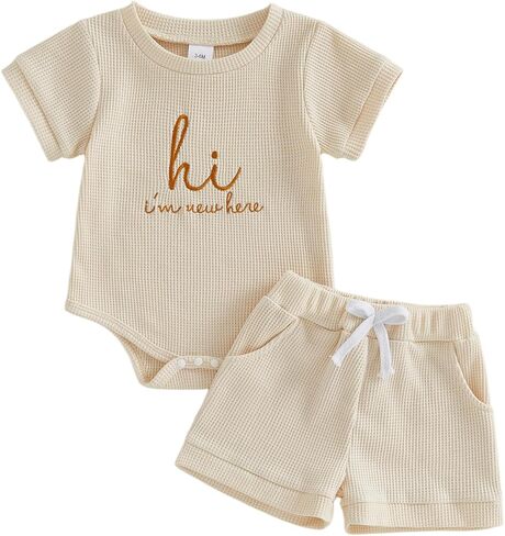 Giraropa Newborn Baby Boy Clothes Mamas Boy Embroidery Romper Jumpsuit Ribbed Waffle Knit Shorts Set Baby Boy Summer Outfit in Saudi Arabia